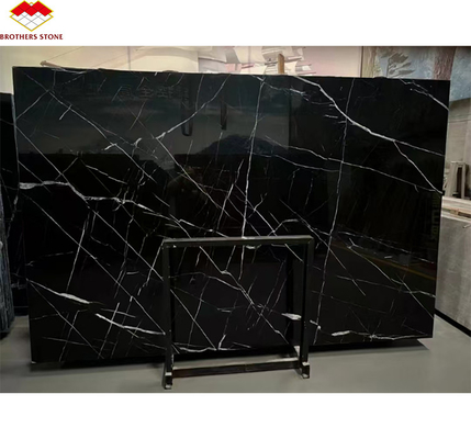 Σύγχρονο ξενοδοχείο σχεδιασμού Nero Marquina Big Slab Zimbabwe Μαύρο μαρμάρινο πάτωμα και σκάλες
