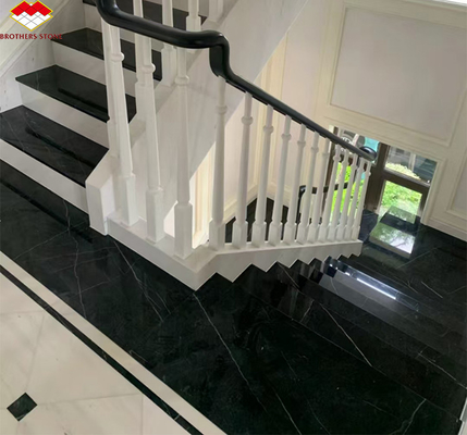 Σύγχρονο ξενοδοχείο σχεδιασμού Nero Marquina Big Slab Zimbabwe Μαύρο μαρμάρινο πάτωμα και σκάλες
