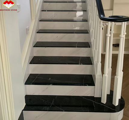 Σύγχρονο ξενοδοχείο σχεδιασμού Nero Marquina Big Slab Zimbabwe Μαύρο μαρμάρινο πάτωμα και σκάλες