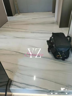 Σύγχρονο πάτωμα κουζίνας και σκάλα Λευκό με πράσινες/γκρίζες φλέβες Καλακάτα Μαρμάρινο πάγκο τραπεζιού