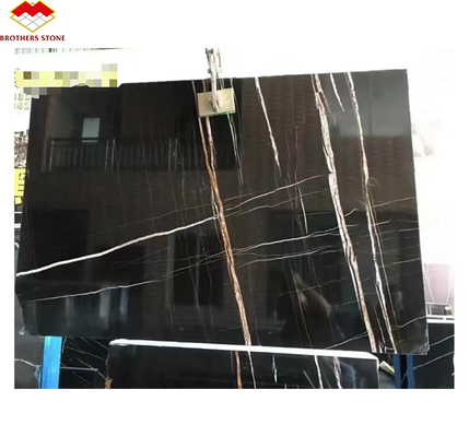 Σπίτι ξενοδοχείου Μεγάλη πλακέτα Μαύρο και χρυσό φλεβικό μαρμάρινο πάτωμα με εξωτικό Lauren 18mm