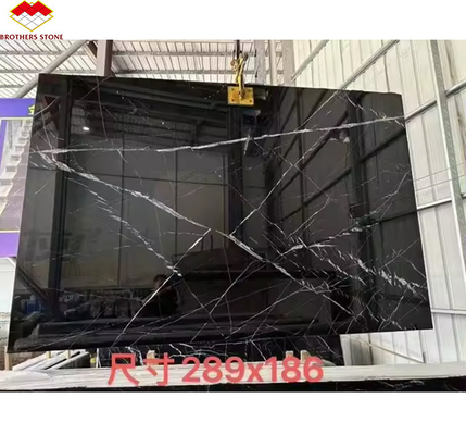 Σύγχρονη Nero Marquina Μαύρο λευκό Στίπ Μαρμάρινο γυαλισμένο φυσικές μεγάλες πλάκες για εσωτερικό ξενοδοχείο βίλα