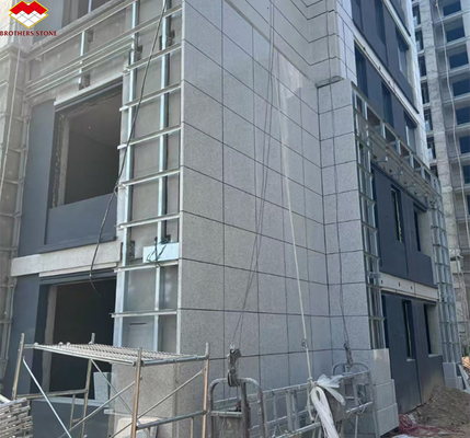 Σύγχρονη φλεγόμενη κινεζική γκράι πλαστική πέτρα από γρανίτη κομμένη σε μέγεθος για εξωτερική επένδυση τοίχων