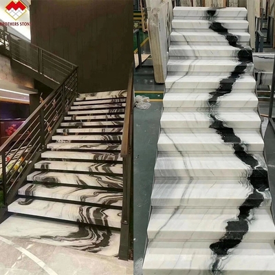 9/12/15mm πάχος LED φως ακολουθεί Πάντα Λευκή μαρμάρινη σκάλα με φυσική πέτρα
