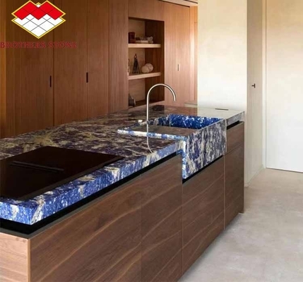 Σύγχρονη γαλάζια πέτρα γυαλισμένο Cloisonne μαρμάρινο πλακάκι για τραπεζαρία και χώρο διαβίωσης