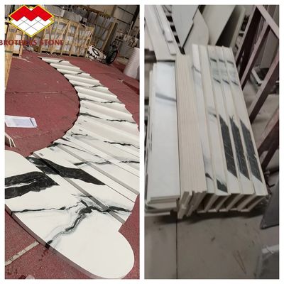 Προσαρμοσμένο βαθμό Lavabo εσωτερική σχεδίαση σκάλας Panda λευκό μαρμάρινο βλέμμα πλακάκια πορσελάνης