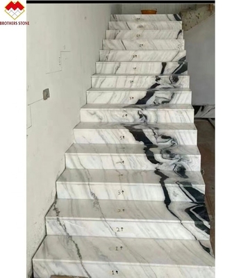 Σχεδιασμός σκάλας βίλας Κεραμίδες σκάλας από μαρμάρινο δολομίτη σε λευκό παντά με γυαλισμένη επιφάνεια