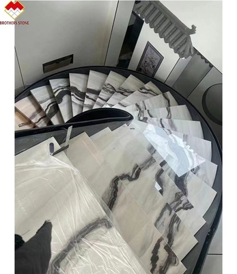 Σχεδιασμός σκάλας βίλας Κεραμίδες σκάλας από μαρμάρινο δολομίτη σε λευκό παντά με γυαλισμένη επιφάνεια