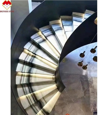 18mm πάχος Μεγάλη πλάκα Σύγχρονη φυσική Πάντα Λευκό μάρμαρο Σπειροειδή Σκάλα Σκάλα