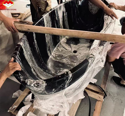 Ξενοδοχείο γυαλιστερό μαύρο μελάνι εκτύπωση μάρμαρο φυσική πέτρα μπανιέρα για το σπίτι μπάνιο