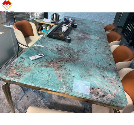 Μεγάλη πλάκα Πολυχρωματική πράσινη Γουατεμάλα Πράσινη μαρμάρινη τραπέζι δείπνου τραπέζι καφέ για βίλα