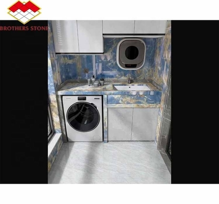 Φυσική διαφανής πλάκα ονίξ σύγχρονη μπλε μαρμάρινη πέτρα ονίξ για τοίχους και πάτωμα μπάνιου