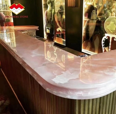 Μεγάλη πλάκα Ροζ πέτρα ονίξ διαφανής λεπτός ροζ ροζ χαλίκι Κουάρτζ για το πάτωμα τοίχου βίλας