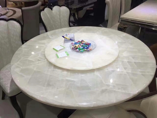 Άσπρες μαρμάρινες Onyx εποχής των παγετώνων αναδρομικά φωτισμένες ημι πολύτιμες πέτρινες επιτραπέζιες κορυφές Onyx