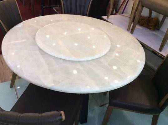 Άσπρες μαρμάρινες Onyx εποχής των παγετώνων αναδρομικά φωτισμένες ημι πολύτιμες πέτρινες επιτραπέζιες κορυφές Onyx