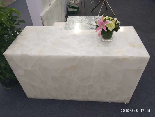 Άσπρες μαρμάρινες Onyx εποχής των παγετώνων αναδρομικά φωτισμένες ημι πολύτιμες πέτρινες επιτραπέζιες κορυφές Onyx