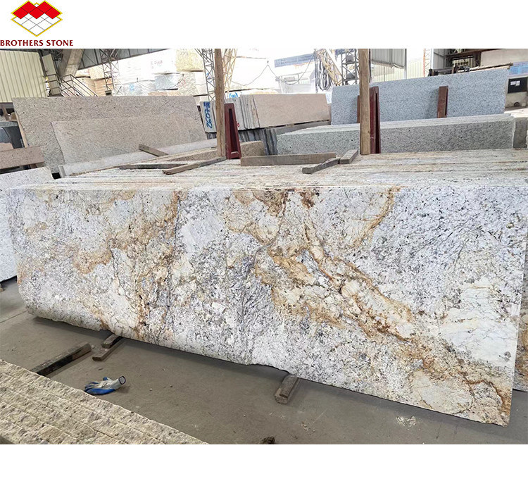 Λούξυ Χρυσό Γρανίτη Μεγάλες πέτρες Σφραγίδες Χονδρυσμένες Λουστρωμένες για Βίλα Σκάλα Γραφικό Σχεδιασμό