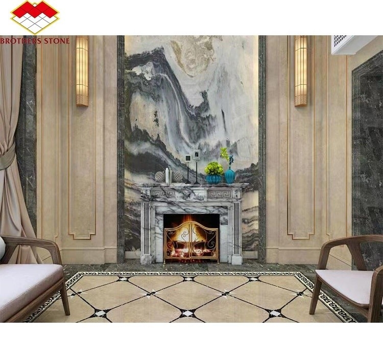 Ενδοσωματικό μυρωδές τζάκι χιονιού με δαμάσκηνα περιβάλλει σε καμάρι γαλλικού στυλ πέτρα για σπίτια York
